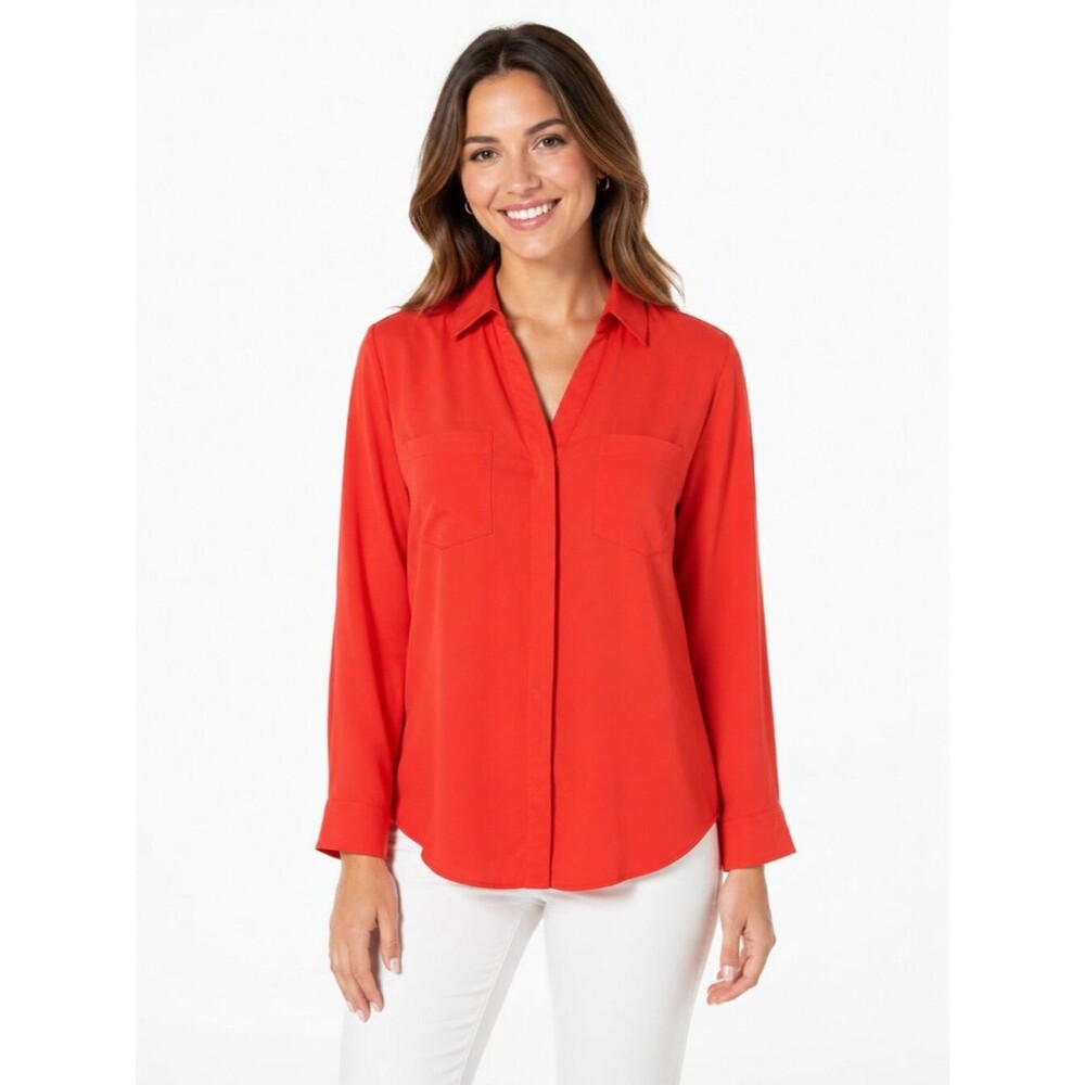 Chico’s Relaxed Fit Utility Button Front Shirt Size 0 (4)